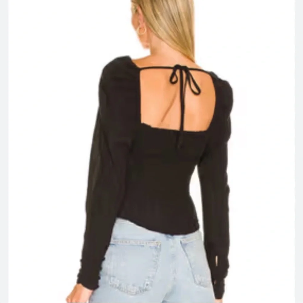 Free People Chloe Smocked Tie Neck Cotton Top